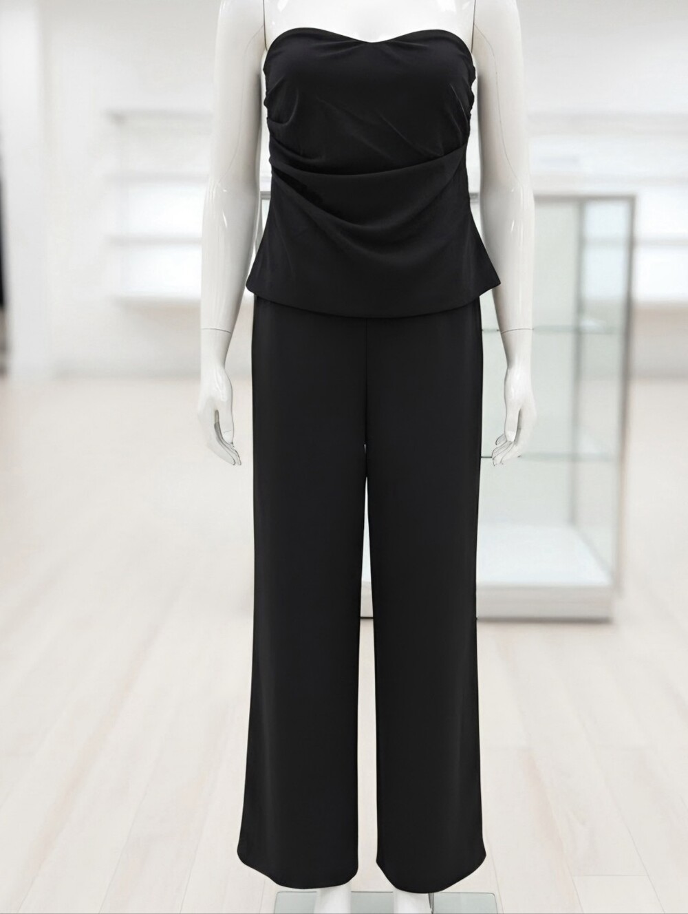 Thirty Thirty Black Strapless Wide-Leg Jumpsuit